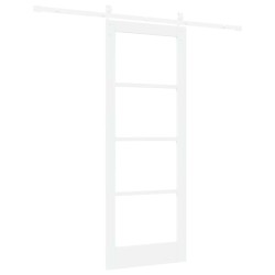 Porte Coulissante avec Kit Quincaillerie 'ORKDAL'Bois Massif et Verre Blanc 78x202x4 cm 