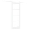 Porte Coulissante avec Kit Quincaillerie 'ORKDAL'Bois Massif et Verre Blanc 78x202x4 cm 