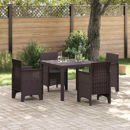 Ensemble de salle à manger de jardin 5 pcs Marron 