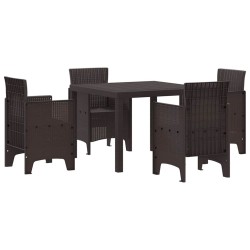 Ensemble de salle à manger de jardin 5 pcs Marron 