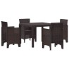 Ensemble de salle à manger de jardin 5 pcs Marron 