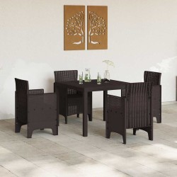 Ensemble de salle à manger de jardin 5 pcs Marron 