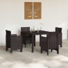Ensemble de salle à manger de jardin 5 pcs Marron 