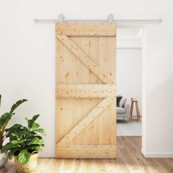 Porte coulissante et kit de quincaillerie 95x210 cm pin massif 