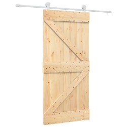 Porte coulissante et kit de quincaillerie 95x210 cm pin massif 
