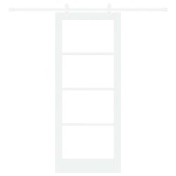 Set de porte coulissante avec matériel blanc 83x202 cm en bois massif de pin 