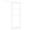 Set de porte coulissante avec matériel blanc 83x202 cm en bois massif de pin 