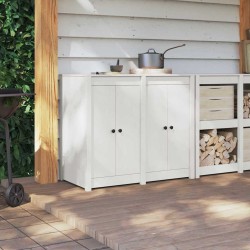 Portes de cuisine extérieures 2 pcs blanches 50x9x82 cm en bois massif de pin 