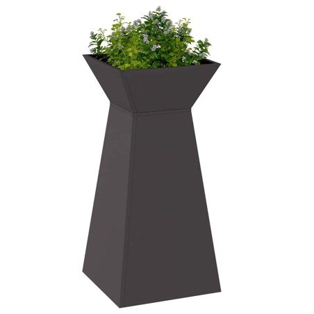 Porte-plante de jardin avec bol noir 35x35x73 cm en acier. 
