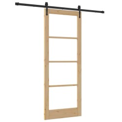 Porte coulissante avec kit de quincaillerie 83x211 cm Bois massif en pin 