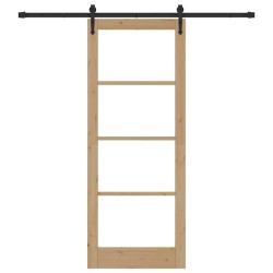 Porte coulissante avec kit de quincaillerie 83x211 cm Bois massif en pin 