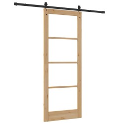 Porte coulissante avec kit de quincaillerie 83x211 cm Bois massif en pin 