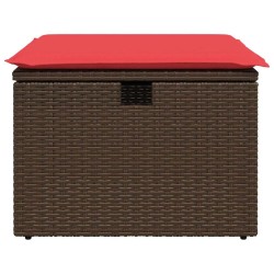 Pouf de jardin avec coussin Marron 55x55x37 cm en poly rotin 