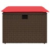 Pouf de jardin avec coussin Marron 55x55x37 cm en poly rotin 