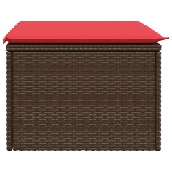 Pouf de jardin avec coussin Marron 55x55x37 cm en poly rotin 