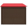 Pouf de jardin avec coussin Marron 55x55x37 cm en poly rotin 