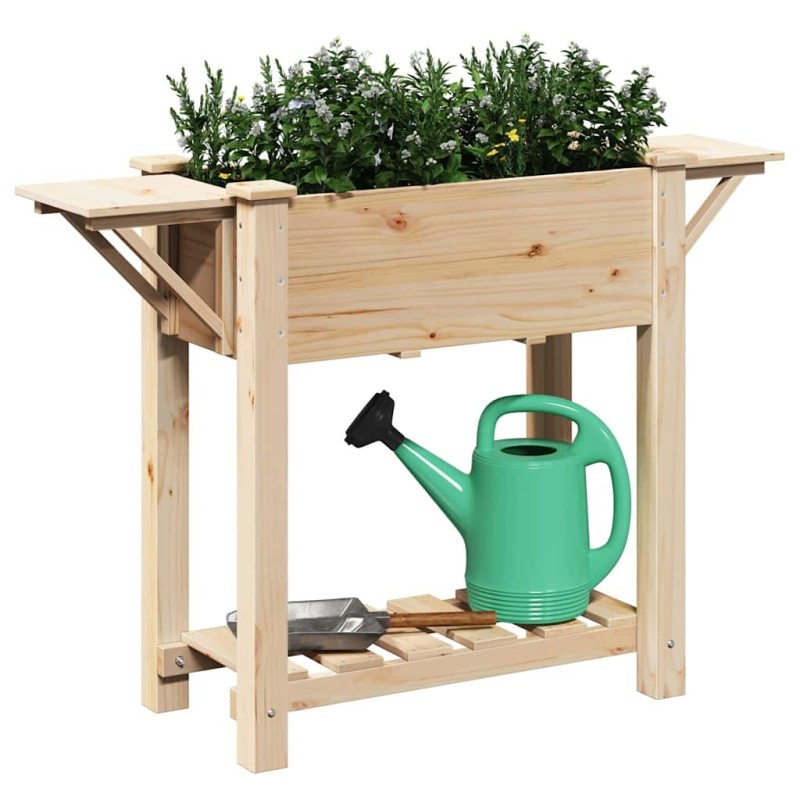 Jardinière avec étagères 111x37x76 cm en bois massif de sapin 