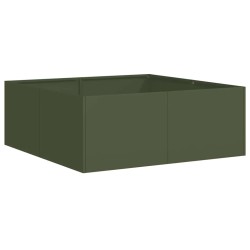 Jardinière vert olive 80x80x30 cm acier 