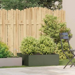 Jardinière vert olive 80x80x30 cm acier 
