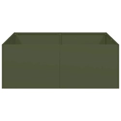 Jardinière vert olive 80x80x30 cm acier 