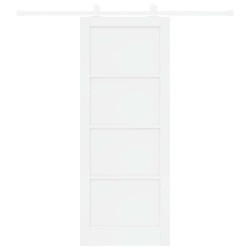 Porte coulissante avec quincaillerie 'ORKDAL'en bois massif de pin Blanche 