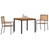 Ensemble de salle à manger de jardin 3 pièces en poly rattan gris et bois d'acacia 