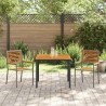 Ensemble de salle à manger de jardin 3 pièces en poly rattan gris et bois d'acacia 