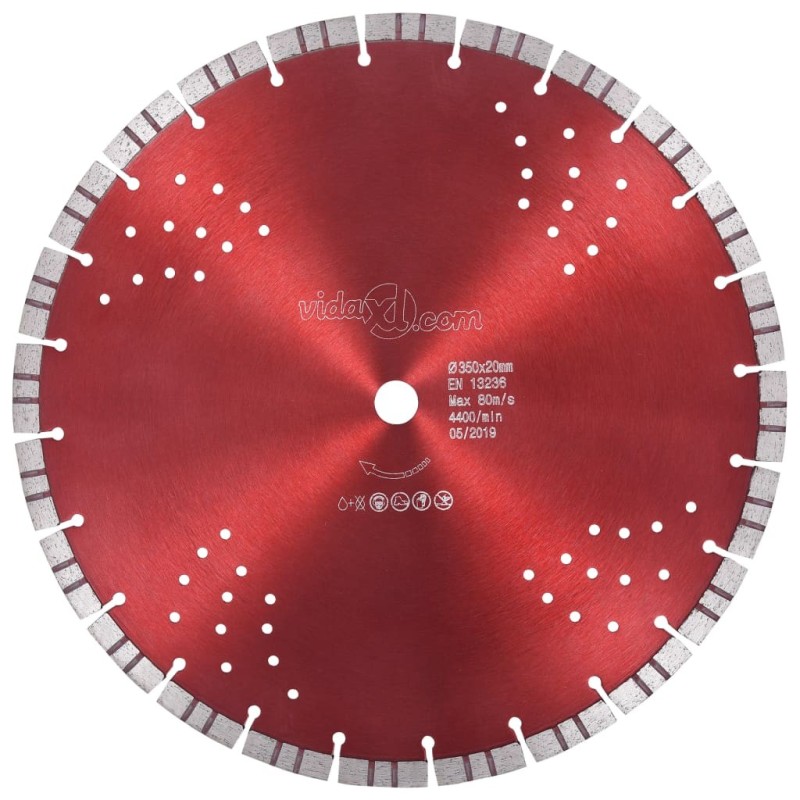 Disque de coupe diamanté avec turbo et trous Acier 350 mm Disque de coupe diamanté avec turbo et trous Acier 350 mm