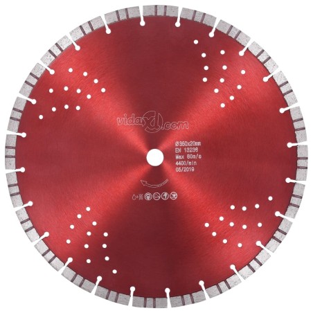 Disque de coupe diamanté avec turbo et trous Acier 350 mm 