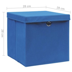 Boîtes de rangement avec couvercles 10 pcs 28x28x28 cm Bleu 