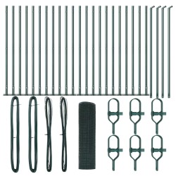 Clôture en fil soudé avec 13 poteaux flangés verts 1x50 m en acier 