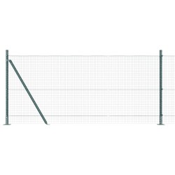 Clôture en fil soudé avec 13 poteaux flangés verts 1x50 m en acier 