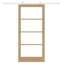 Porte coulissante avec quincaillerie 'ORKDAL'en bois massif et verre 