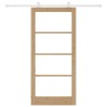 Porte coulissante avec quincaillerie 'ORKDAL'en bois massif et verre 