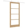 Porte coulissante avec quincaillerie 'ORKDAL'en bois massif et verre 