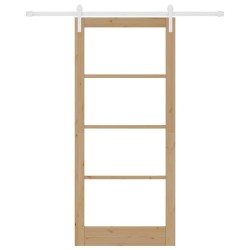 Porte Coulissante avec Matériel 'ORKDAL'en Bois Massif & Verre 