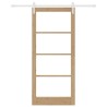 Porte Coulissante avec Matériel 'ORKDAL'en Bois Massif & Verre 