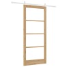 Porte Coulissante avec Matériel 'ORKDAL'en Bois Massif & Verre 