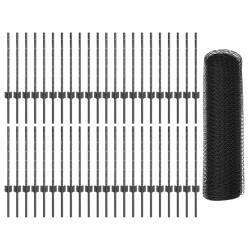 Poteaux de clôture 11 pcs U-Channel Gris 60 cm Acier 