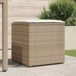 Boîte de Rangement Beige et crème Effet rotin, coussin en polyester 