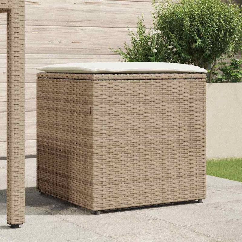 Boîte de Rangement Beige et crème Effet rotin, coussin en polyester Boîte de Rangement Beige et crème Effet rotin, coussin en polyester