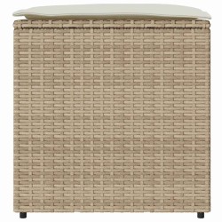 Boîte de Rangement Beige et crème Effet rotin, coussin en polyester 