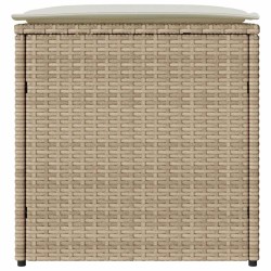 Boîte de Rangement Beige et crème Effet rotin, coussin en polyester 