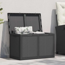Boîte de rangement de jardin 180 L Noir PP Rotin 