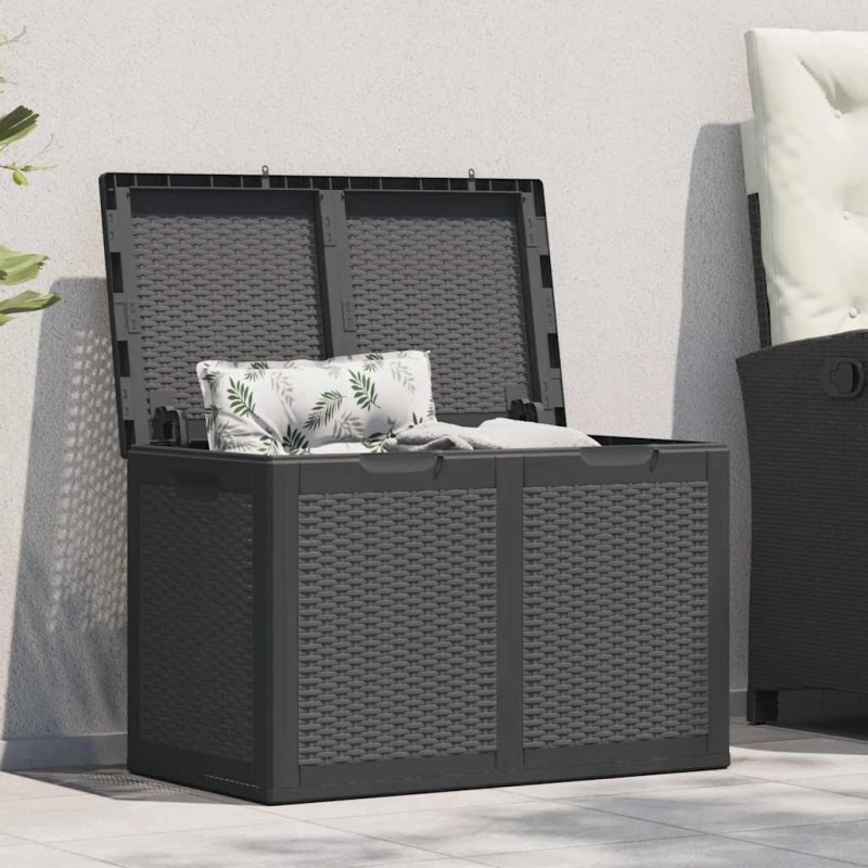 Boîte de rangement de jardin 180 L Noir PP Rotin Boîte de rangement de jardin 180 L Noir PP Rotin