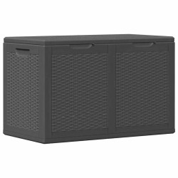 Boîte de rangement de jardin 180 L Noir PP Rotin 