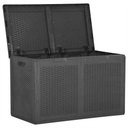 Boîte de rangement de jardin 180 L Noir PP Rotin 