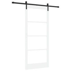 Porte coulissante avec matériel 'ORKDAL'Bois massif blanc et verre 