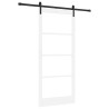 Porte coulissante avec matériel 'ORKDAL'Bois massif blanc et verre 
