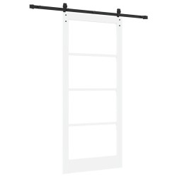 Porte coulissante avec matériel 'ORKDAL'Bois massif blanc et verre 